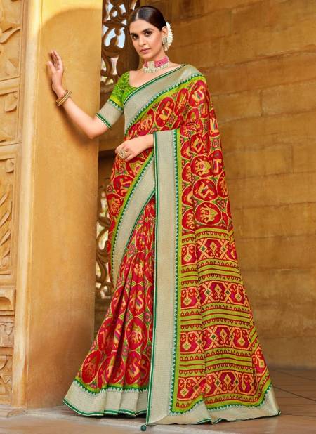 Red Colour REWAA SAMANTHA Heavy Wedding Wear Fancy Soft Patola Designer saree Collection R 352-B